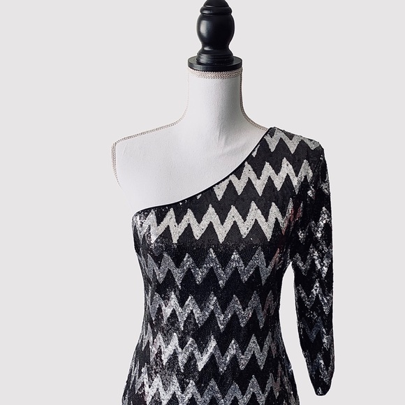 ONE SHOULDER SEQUIN BODYCON MINI DRESS COCKTAIL PARTY DRESS CLUB DRESS - Picture 14 of 16